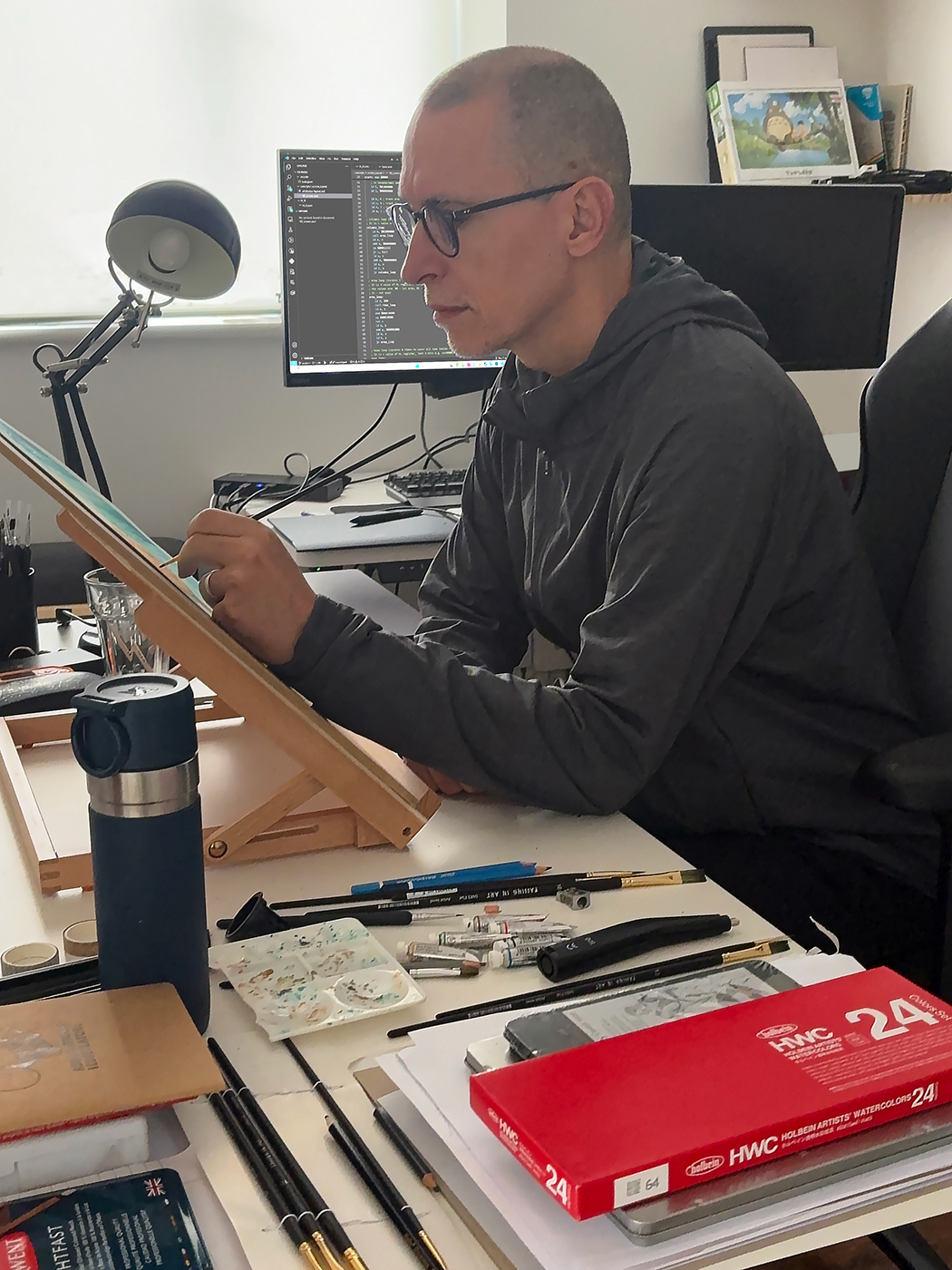 Nenad works in his 'atelier'